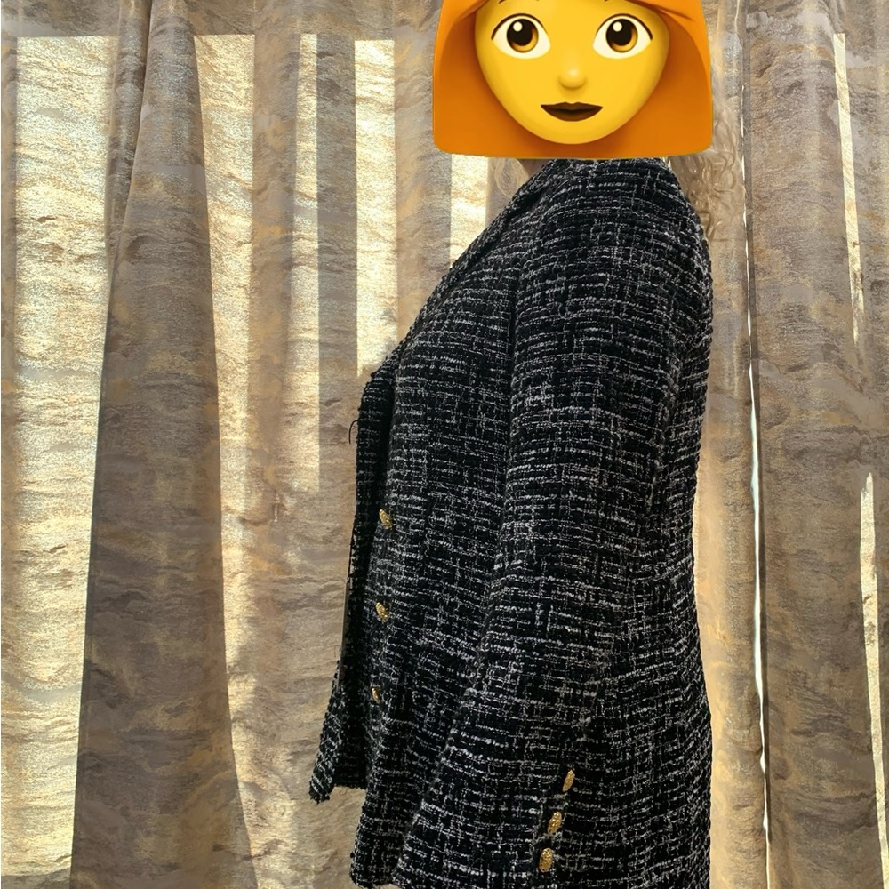Zara Women's Black and White Tweed Blazer - Picture 2 of 6